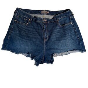 Torrid Dark Wash Raw Hem Denim Cutoff Shorts Size 20 Stretch Jean Shorts